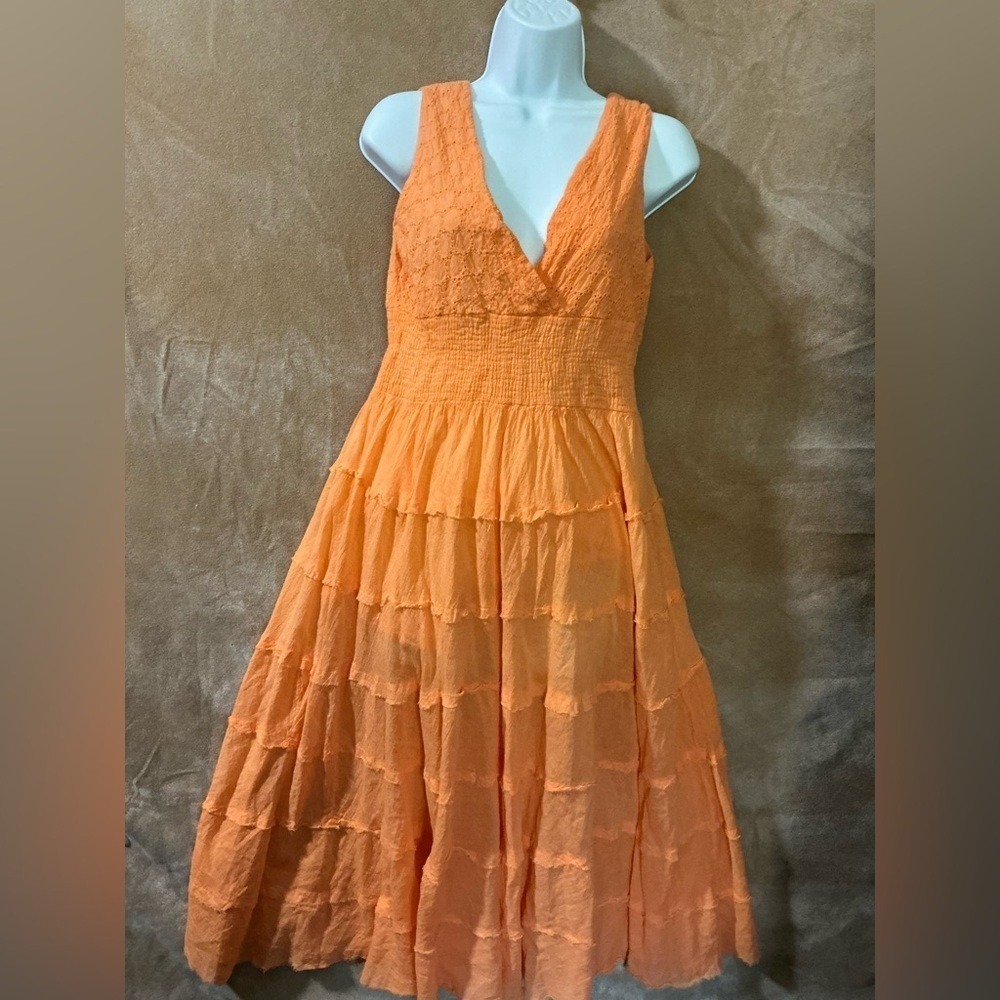 JESSICA TAYLOR Elegant Orange Sleeveless Dress size small‎